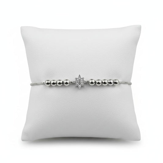 (92.5% purity) Sterling Silver Star CZ Adjustable Bracelet