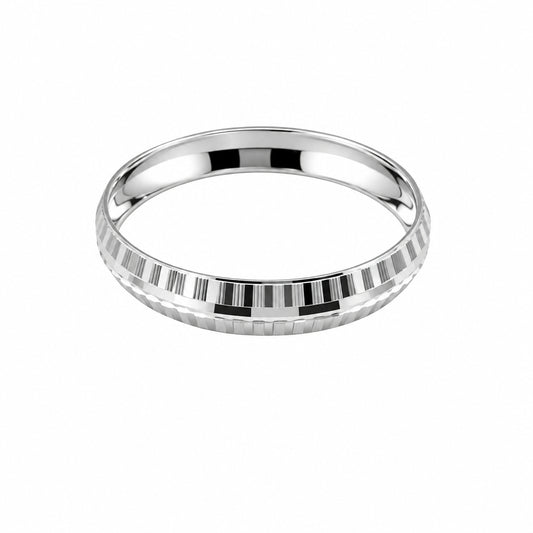 925 Sterling Silver Checkered-Cut Bangle/Kada - Bracelets