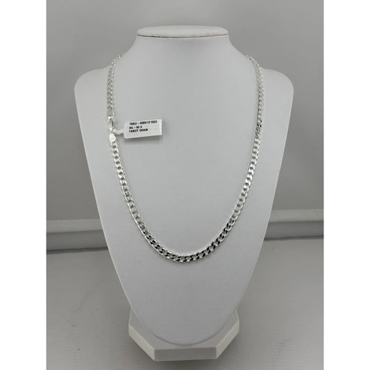 925 Sterling Silver Diamond Cut Cuban Chain Necklace – Open