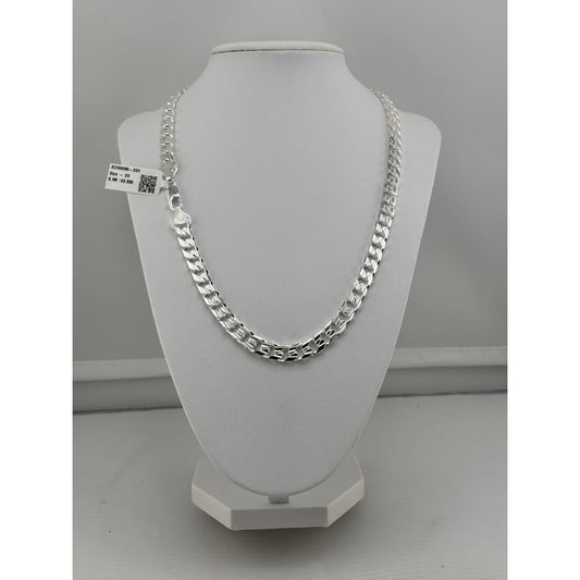925 Sterling Silver Diamond Cut Cuban Chain Necklace –