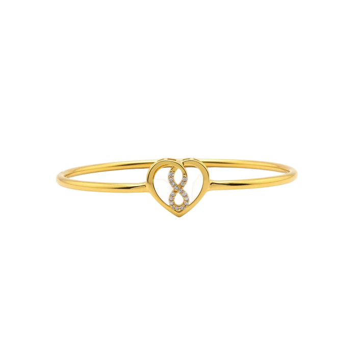 925 Sterling Silver Gold Plated Heart Infinity Open Bangle Bracelet 6G