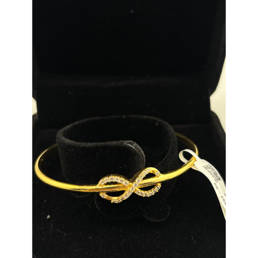 925 Sterling Silver Gold Plated Infinity CZ Open Bangle