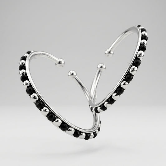 925 Sterling Silver Kids' Black Stone Bangle Pair 15.09g