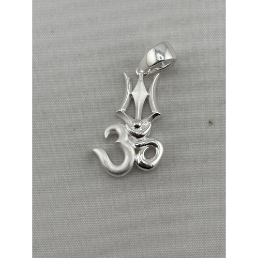 925 Sterling Silver Om Trishul Pendant - 2.49 g