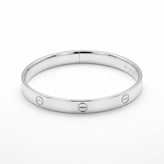 925 Sterling Silver Screw Motif Bangle/Kada