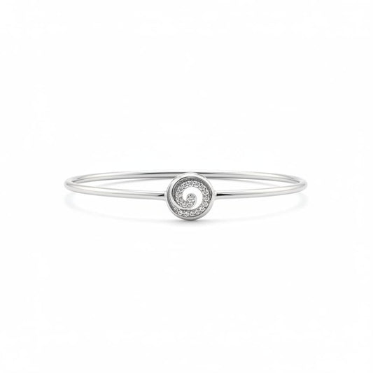 925 Sterling Silver Spiral CZ Bracelet | 6g - Bracelets