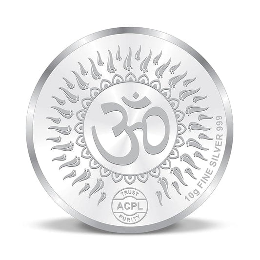999 Fine Silver Lakshmi Ganesha Coin with Om – 10g