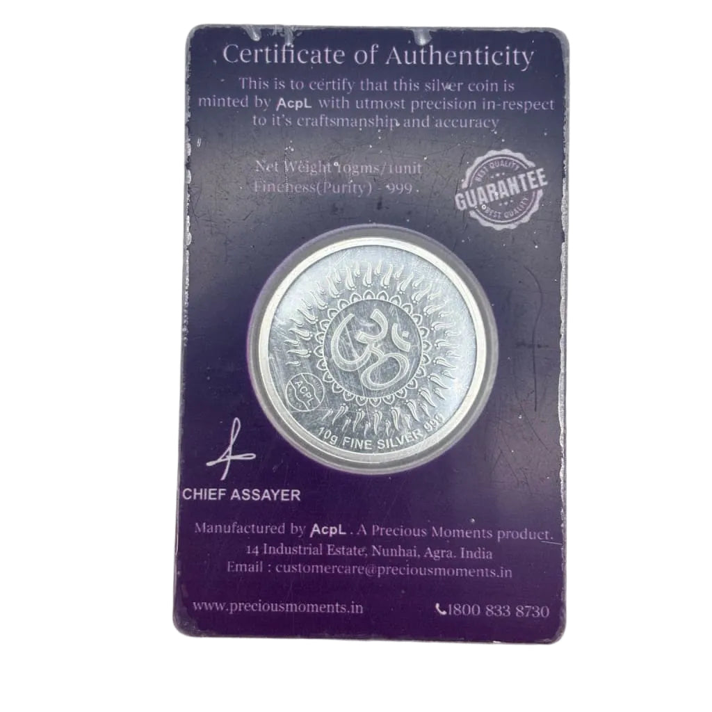 999 Fine Silver Lakshmi Ganesha Coin with Om – 10g