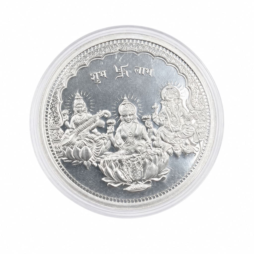 999 Fine Silver Saraswati Lakshmi Ganesha Coin – 10g