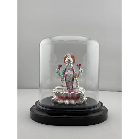 999 Pure Silver Goddess Lakshmi Idol in Protective Acrylic