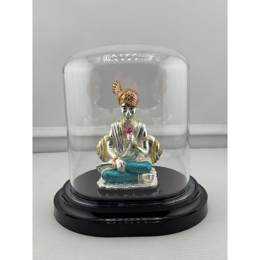 999 Pure Silver Swaminarayan Idol in Protective Acrylic