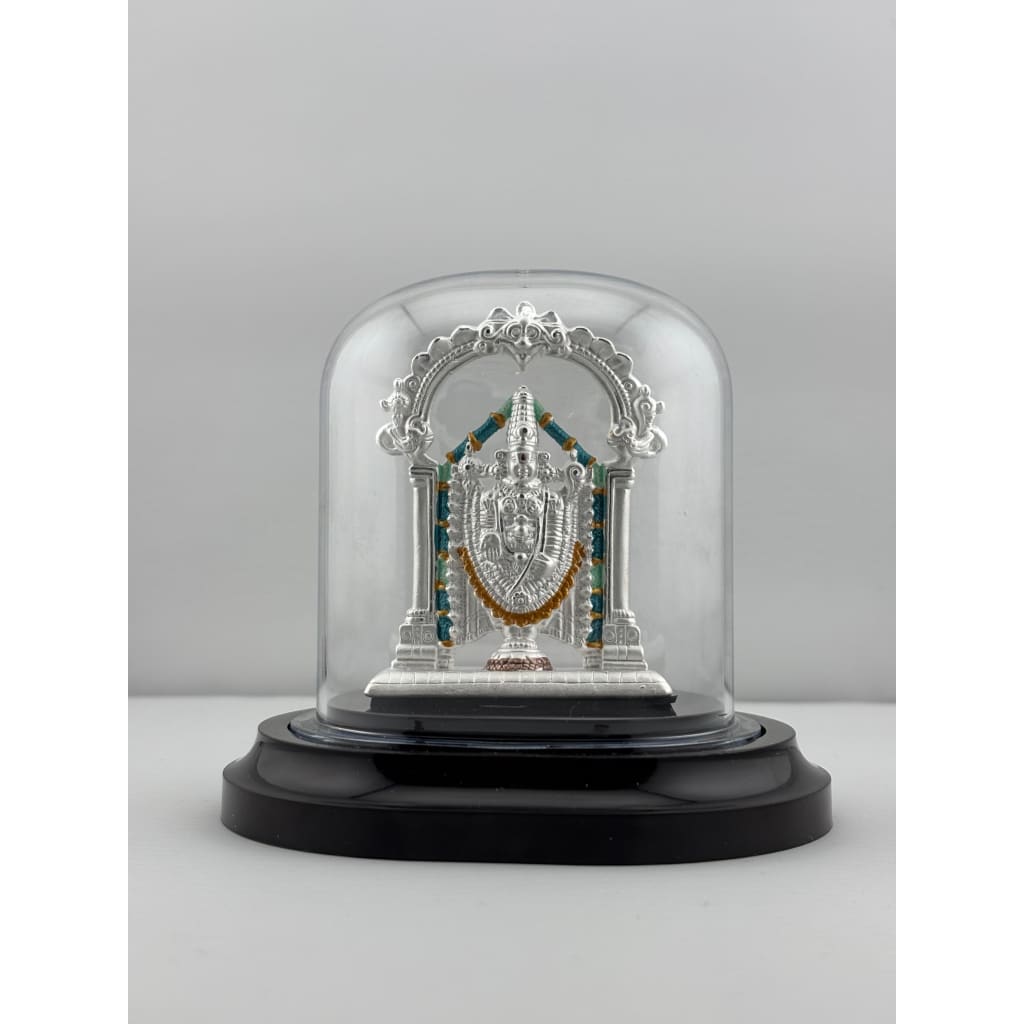999 Pure Silver Tirupati Balaji Idol in Protective Acrylic