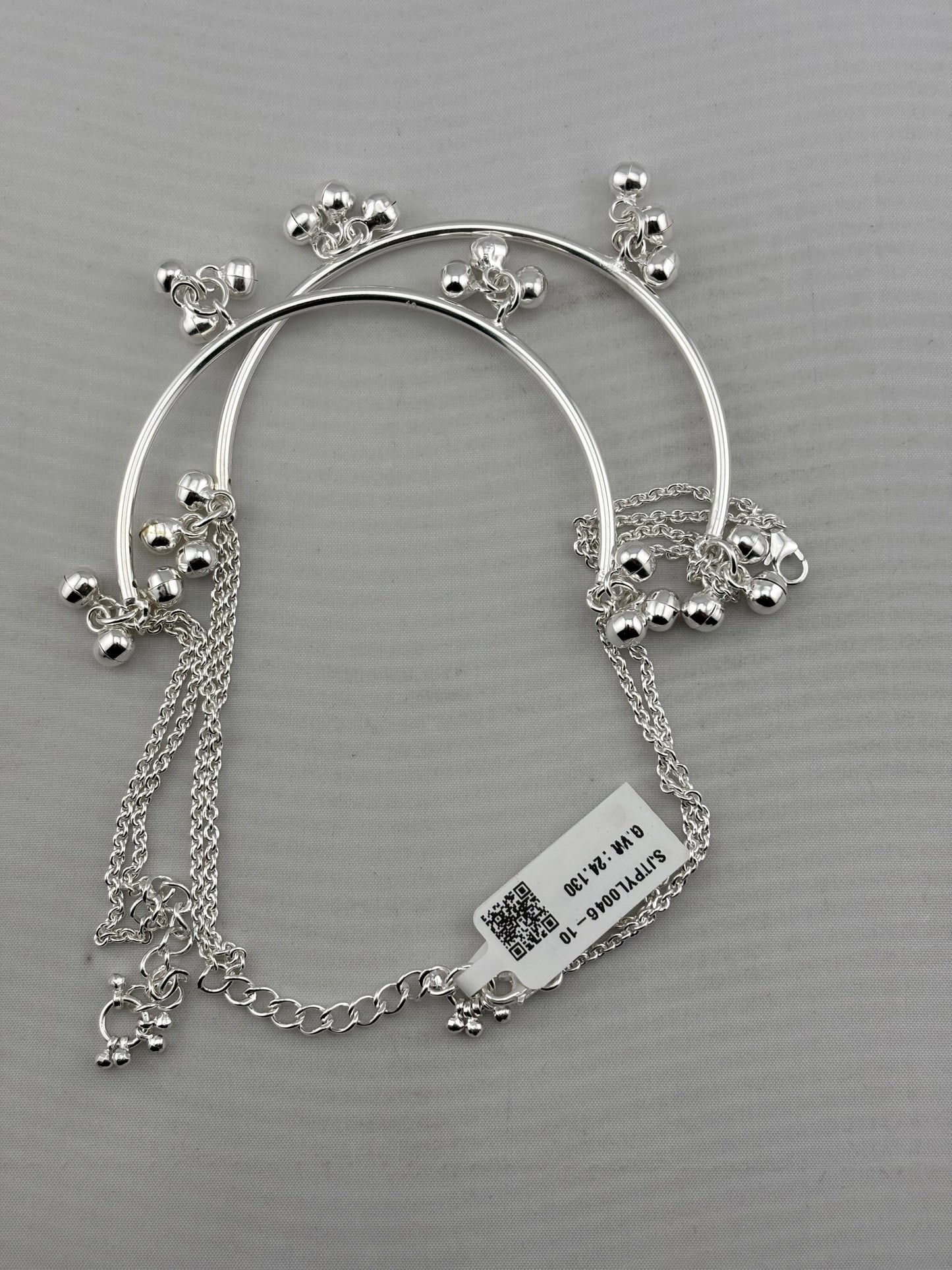 Royal Kada Bell Silver Anklet – 925 Sterling Silver – view 4