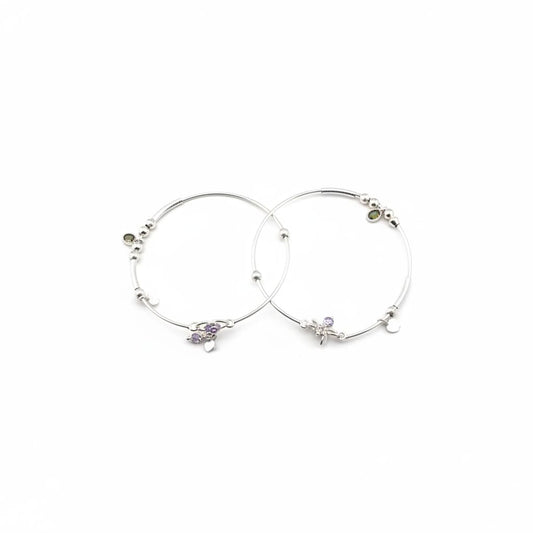 Adjustable Charm Anklet Pair – 925 Sterling Silver Wire