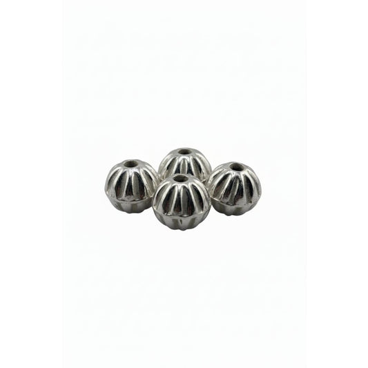 Ahoi Ashtmi daaney Silver Fluted Spacer Beads Set of 4