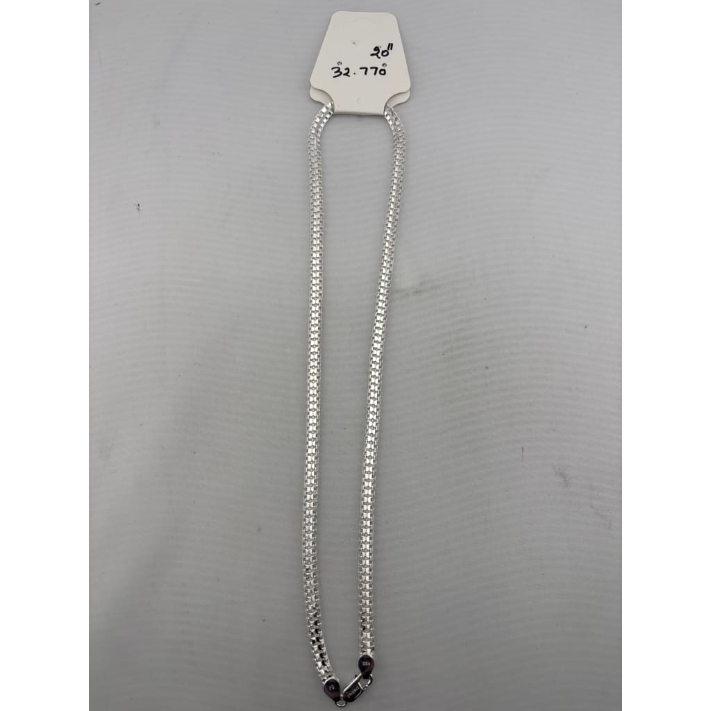 Bismark Flat Woven Double Row 925 Sterling Silver Chain