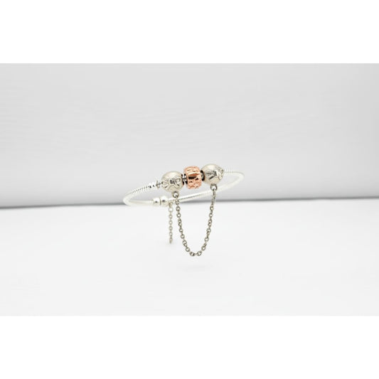 Bow Charm Silver Bracelet with Chain Drop – 925 Sterling
