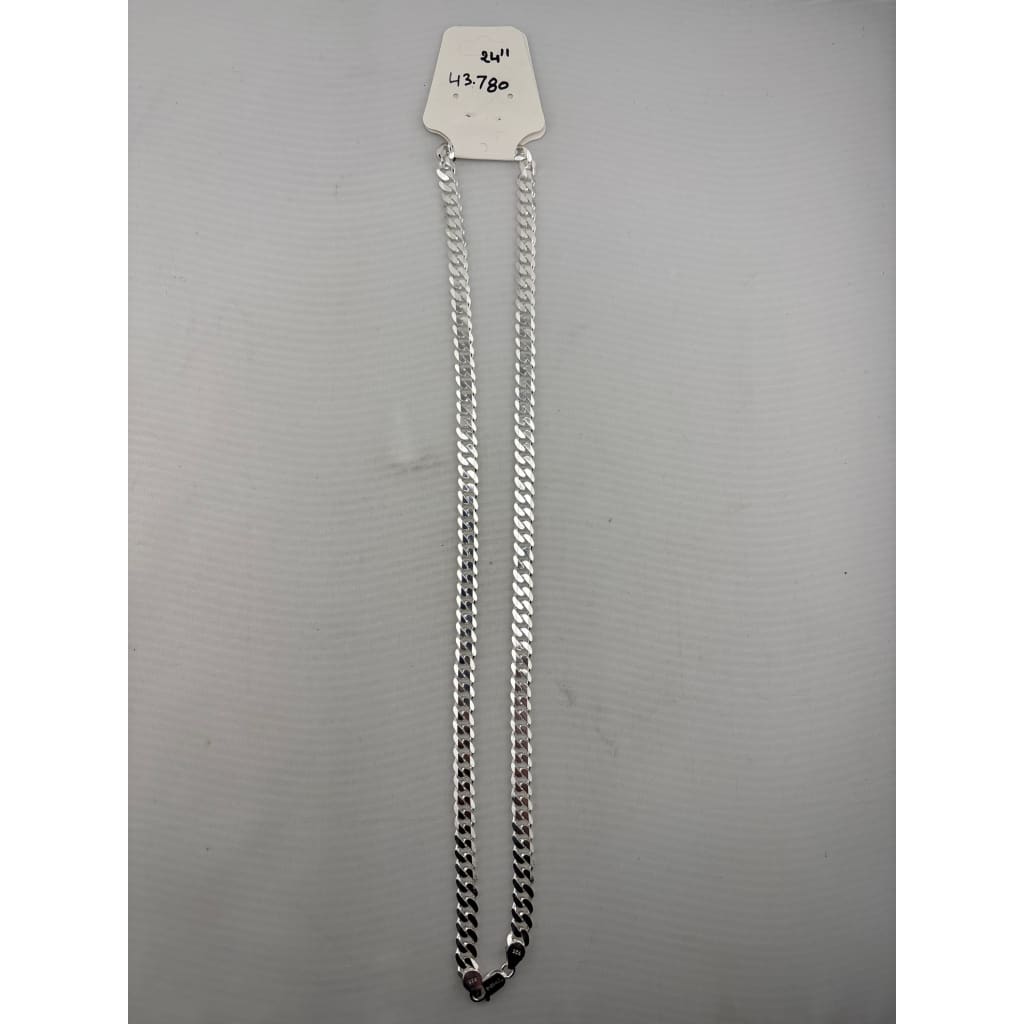 Diamond Cut Curb Silver Chain in 925 Sterling | Faceted