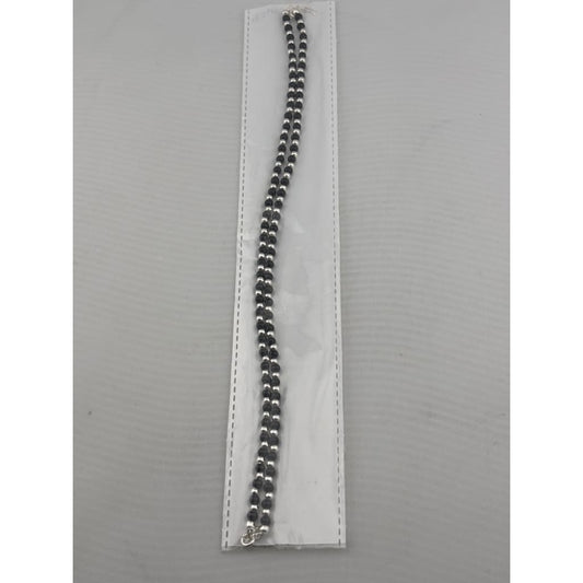 Dual Line Black Beaded Nazariya Anklet in 925 Sterling