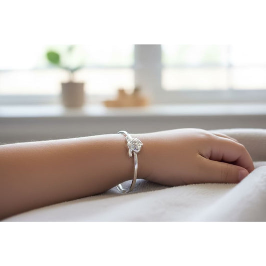 Kids Cartoon Face Silver Kada – 925 Sterling Baby Bracelet