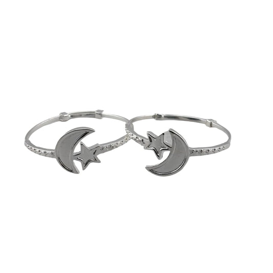 Kids Moon Star Silver Bangle– 925 Sterling Bracelet