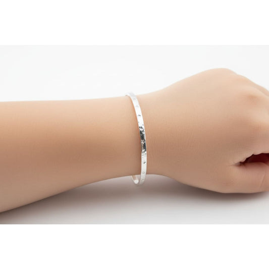 Kids Textured Silver Kada – 925 Sterling Baby Bracelet
