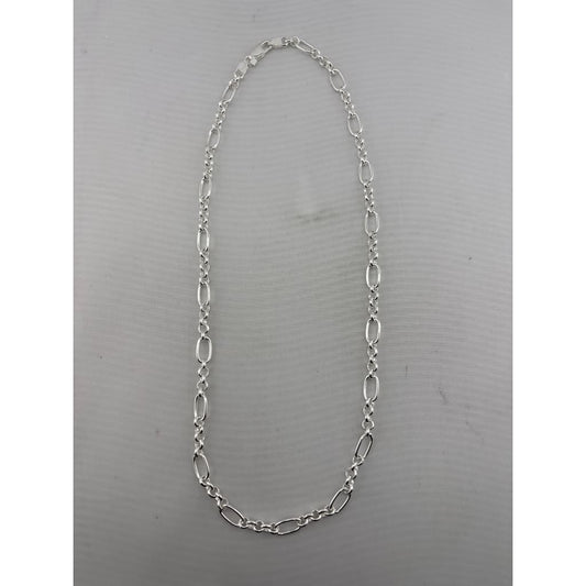 Long & Short Link Silver Chain in 925 Sterling | Fancy Oval
