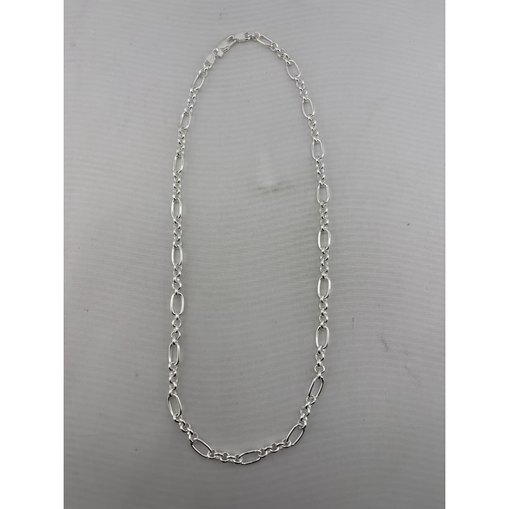 Long & Short Link Silver Chain in 925 Sterling | Fancy Oval