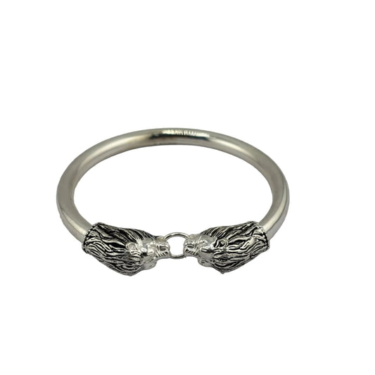 Menβs 925 Sterling Silver Lion Head Kada - Bracelets