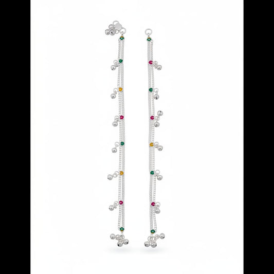 Multicolor Charm Layered Anklet – 925 Sterling Silver