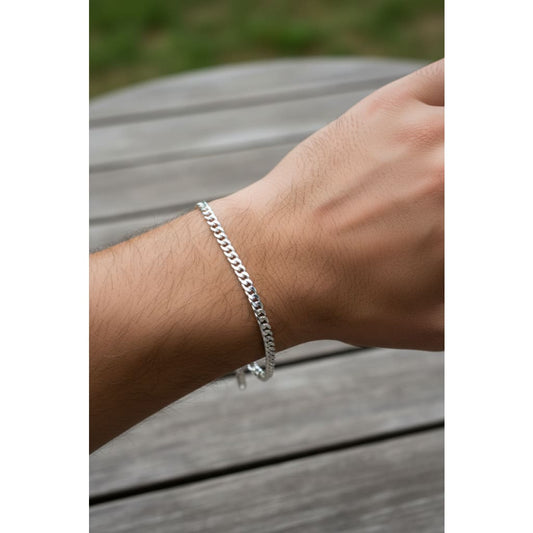Silver Curb Link Bracelet 925 – Flat Chain | 4mm - Bracelets