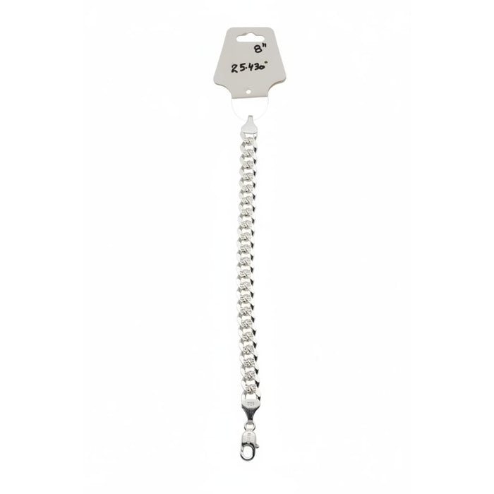 Sterling Silver Diamond Cut Curb Link Bracelet, 8 mm