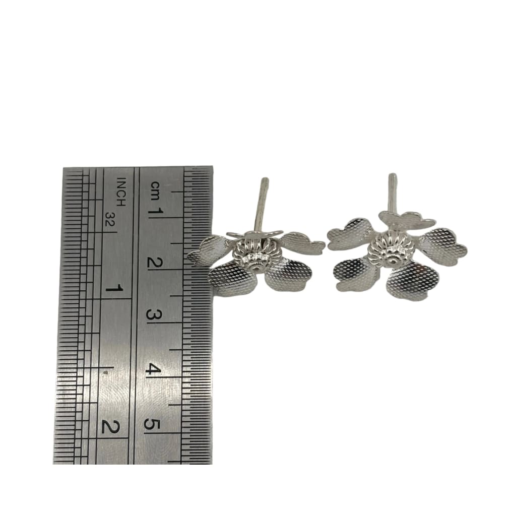 Silver Flower Pooja Piece Set of 2 Handcrafted (4.30g)