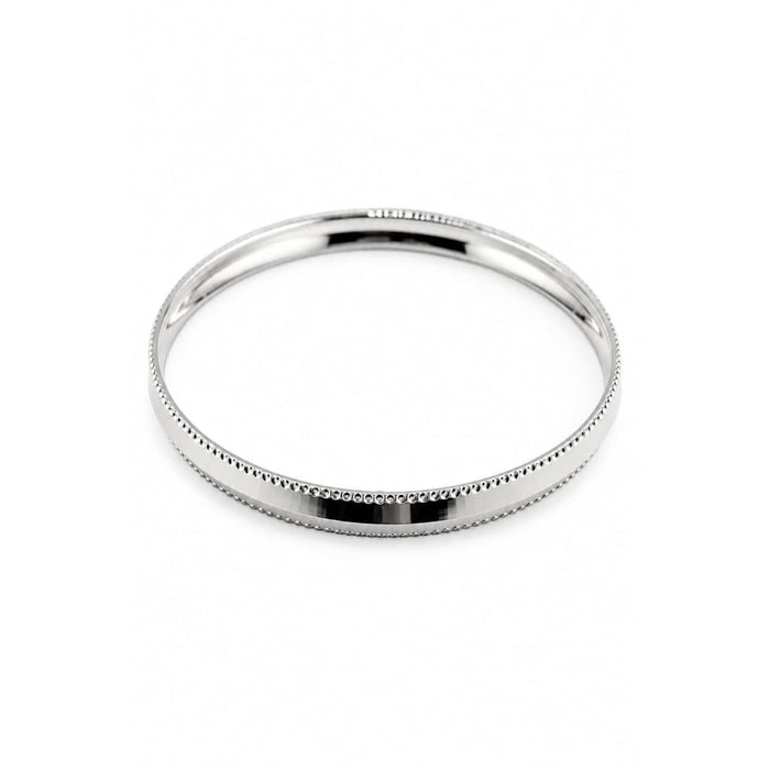Silver Kada with Fine Beaded Edge Border β 925 Sterling Silver Men's Bangle