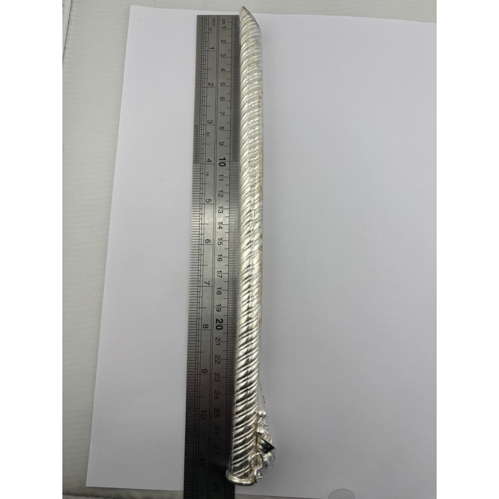 Silver Krishna Basuri / flute Pooja Piece (28cm) - Puja Item