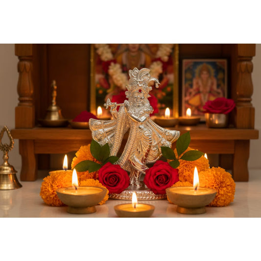 Sterling Silver (92.5% purity) Lord Krishna Idol –