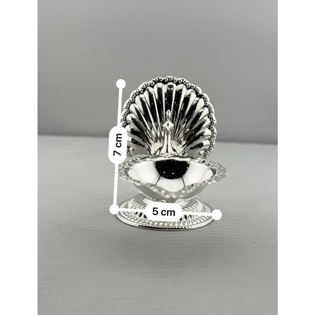 Silver Peacock Diya 29gm – Traditional Pooja Lamp