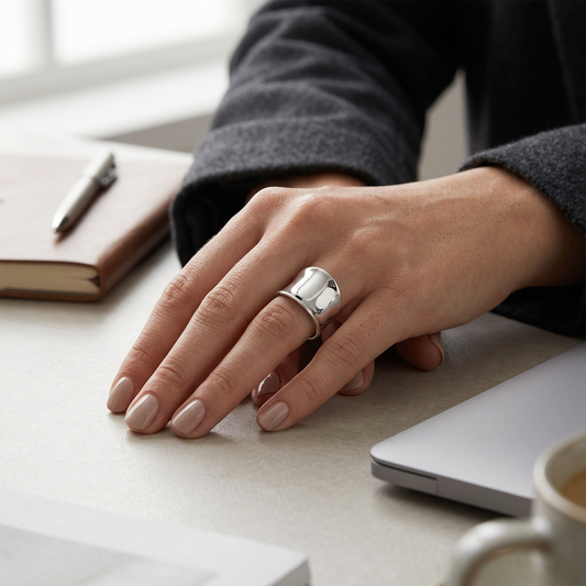 Sterling Silver Adjustable Wide Band Ring (7g)