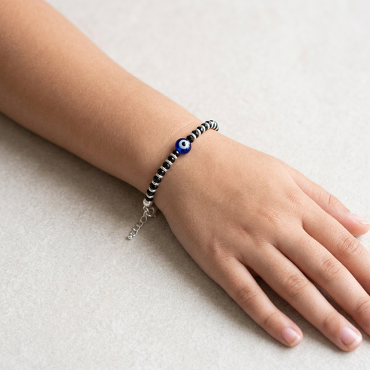 Sterling Silver Adjustable Nazariya Bracelet for Kids (8–10Years)