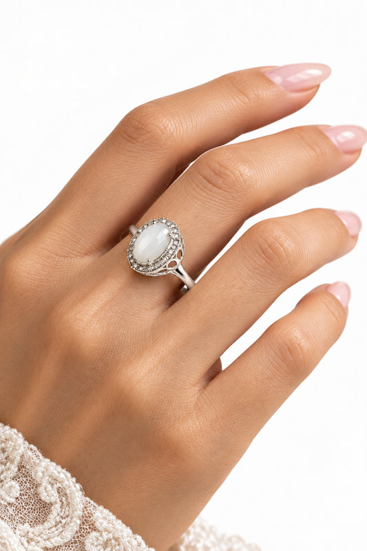 Sterling Silver Oval Halo Ring (12g) - Rings
