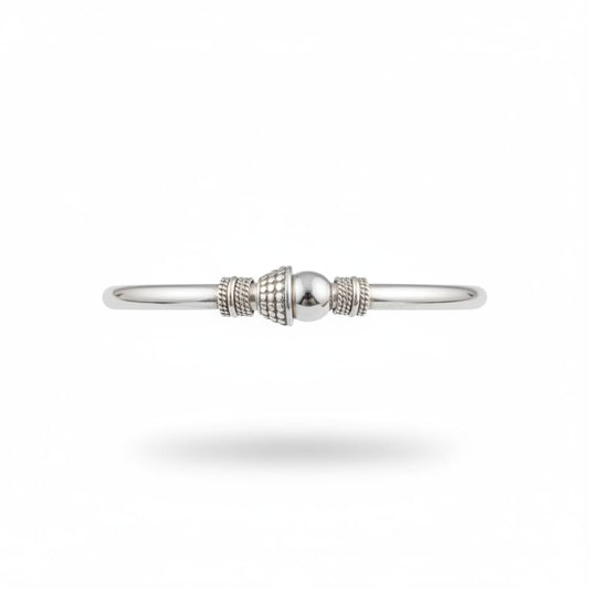 Textured Cone Bead Silver Kada – 925 Sterling Bracelet