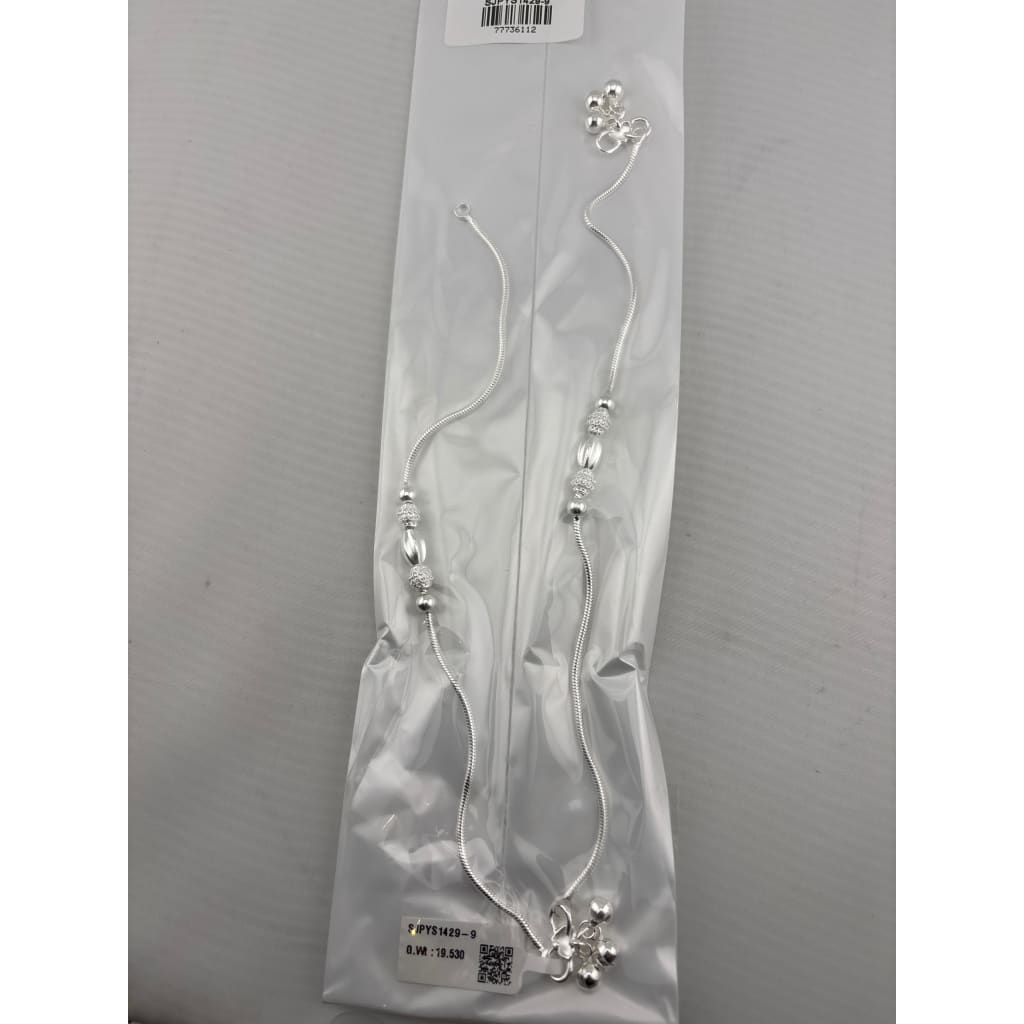 Trio Bead Elegance Silver Anklet – 99.9% Pure Weight:20g