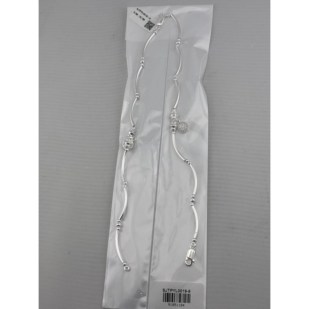 Wave Bar Silver Anklet – 99.9% Pure Weight:16g