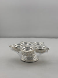 Load image into Gallery viewer, Silver Diya Design 3 34gm – Traditional Pooja Lamp for Temple &amp; Festivals
