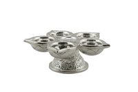 Load image into Gallery viewer, Silver Diya Design 3 34gm – Traditional Pooja Lamp for Temple &amp; Festivals
