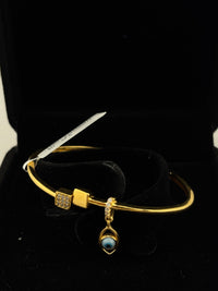 Load image into Gallery viewer, 925 Sterling Silver Gold Plated Evil Eye Charm Open Bangle Bracelet
