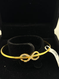 Load image into Gallery viewer, 925 Sterling Silver Gold Plated Infinity CZ Open Bangle Bracelet

