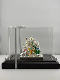 Load image into Gallery viewer, 999 Silver Shiva Parivar Murti with Acrylic Dome (80gm) – Divine Family Idol for Pooja &amp; Prosperity Blessings

