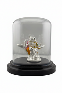Load image into Gallery viewer, 999 Pure Silver Vishnu &amp; Lakshmi on Garuda Idol in Protective Acrylic Dome – Divine Couple Murti for Pooja /56G
