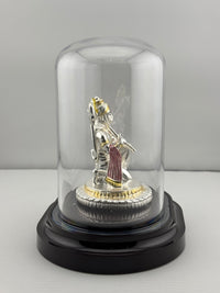 Load image into Gallery viewer, 999 Pure Silver Lord Hanuman Idol in Protective Acrylic Dome 33.31 gm  – Divine Bajrangbali Murti for Temple &amp; Pooja
